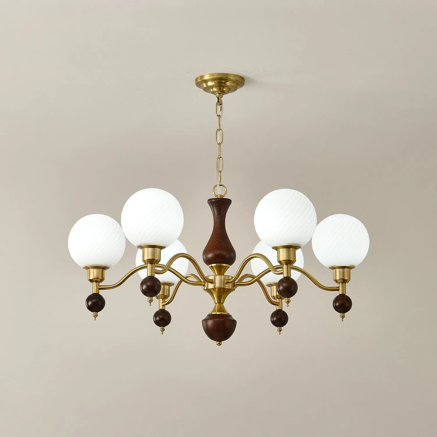 Globe Orb Wood Chandelier