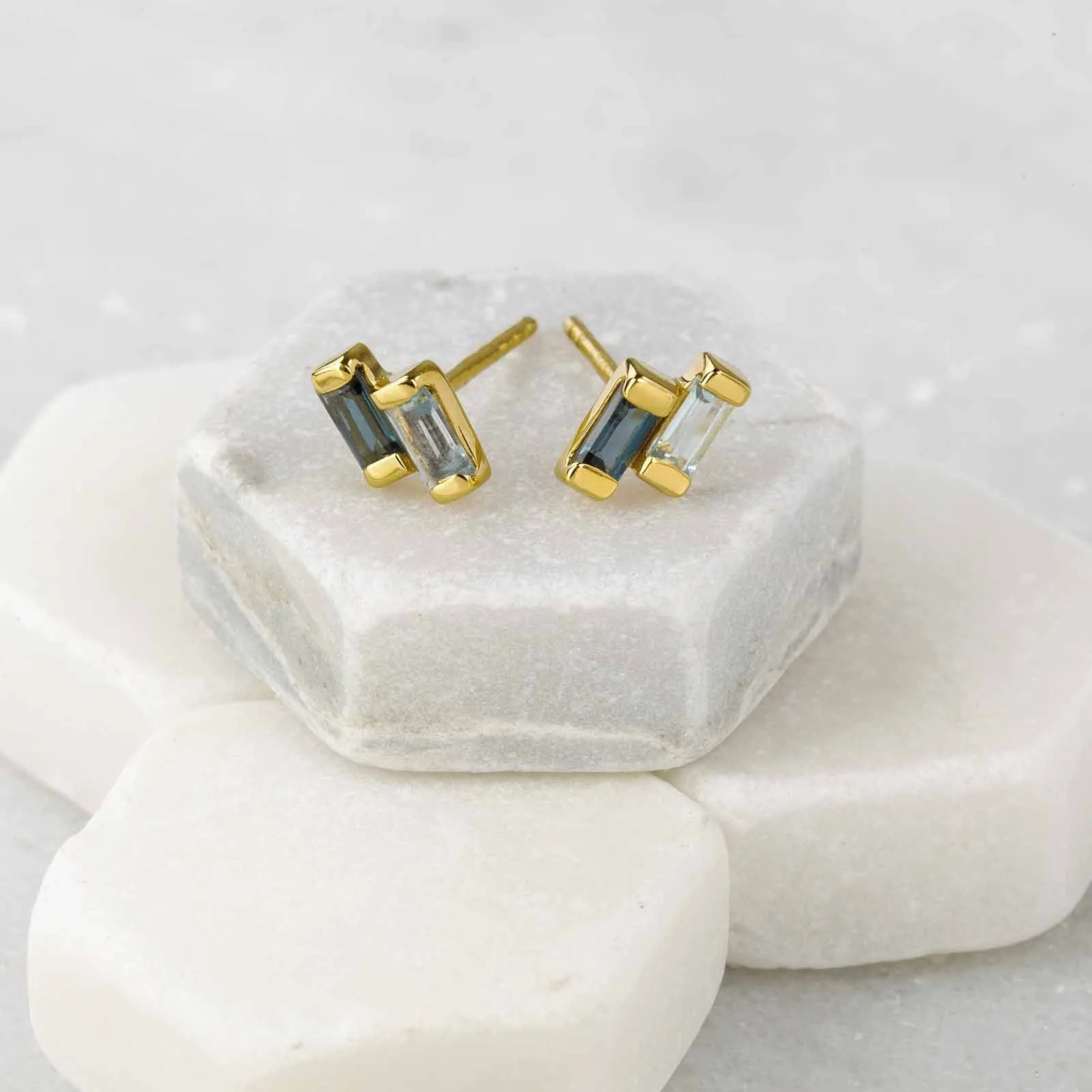 Gold Blue Topaz Studs Anais