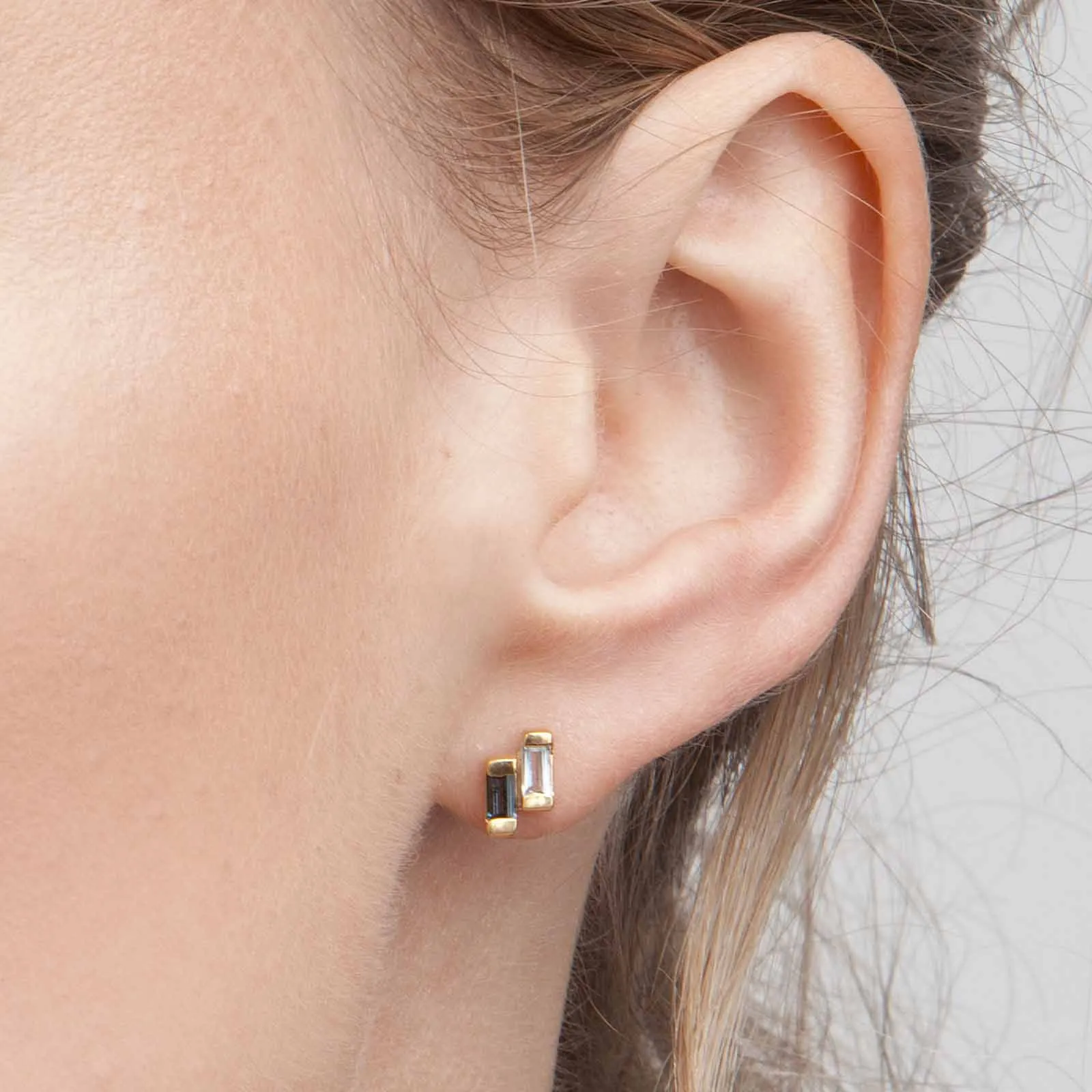 Gold Blue Topaz Studs Anais
