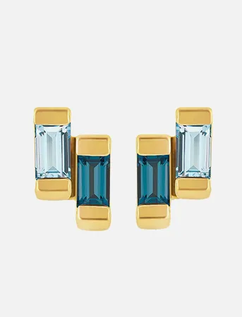 Gold Blue Topaz Studs Anais