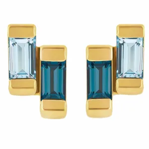 Gold Blue Topaz Studs Anais