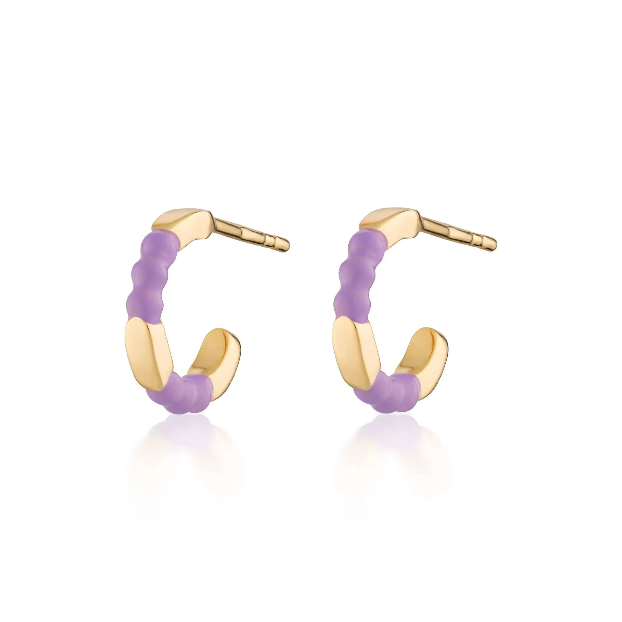 Gold Plated Enamel Dot Huggie Hoop Earrings