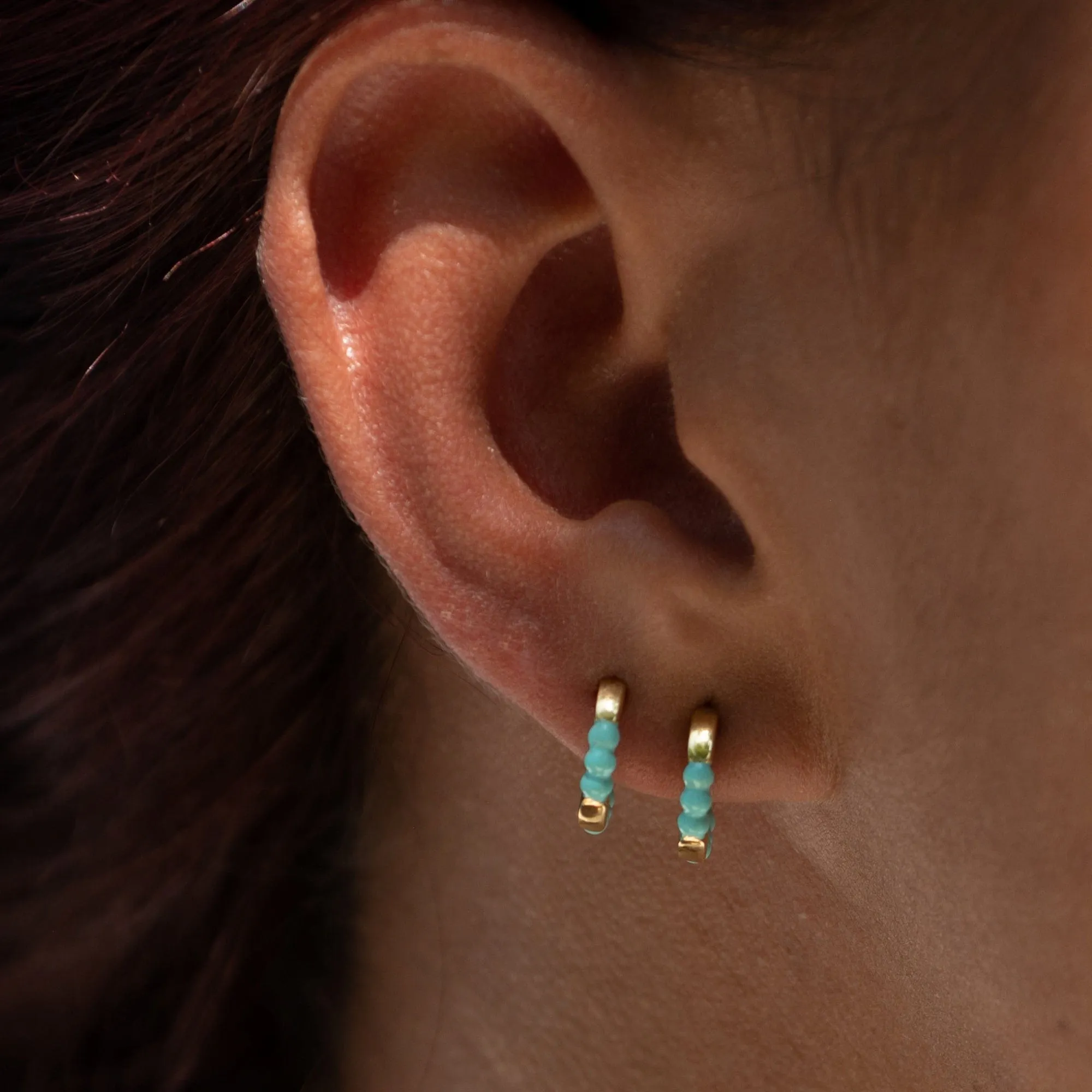 Gold Plated Enamel Dot Huggie Hoop Earrings