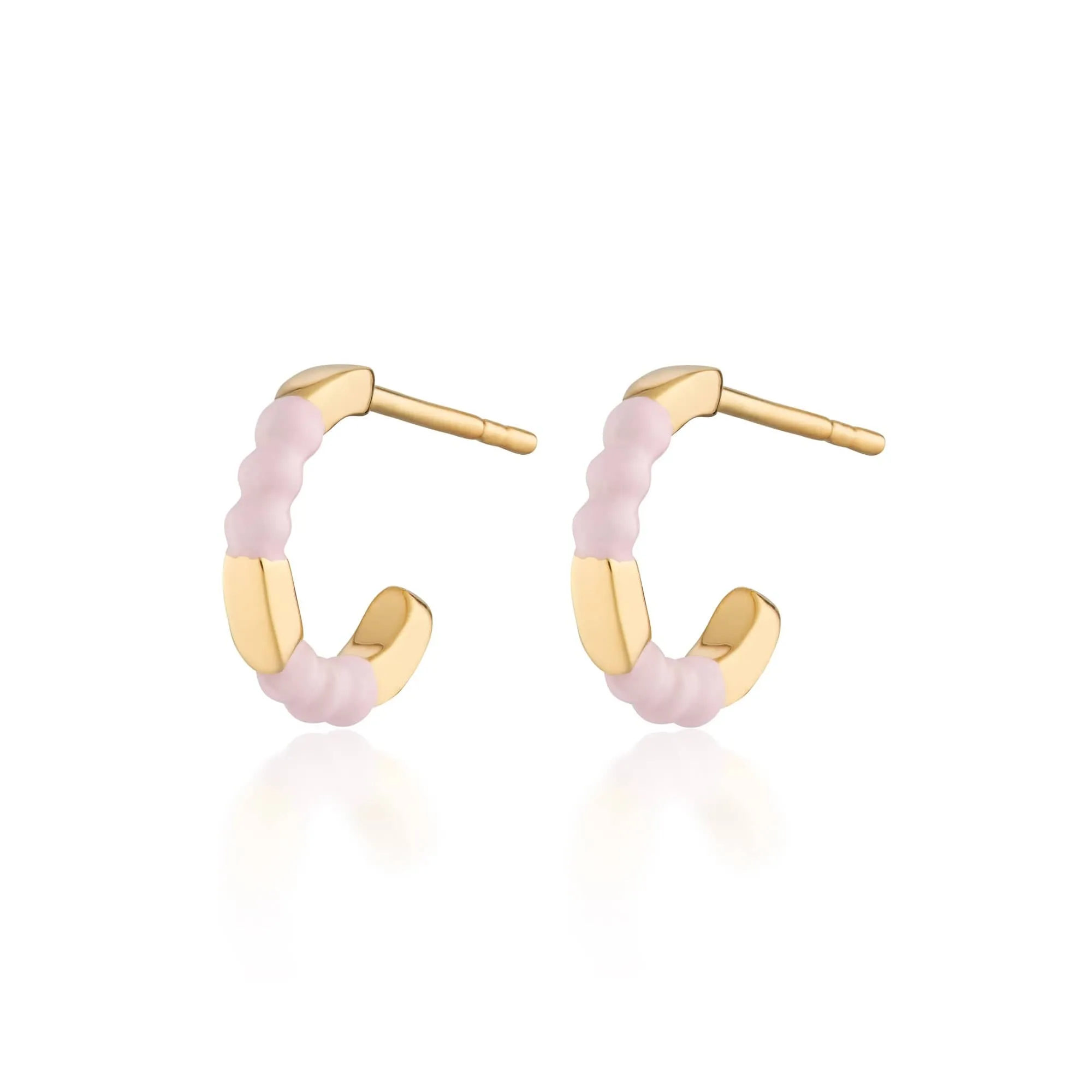 Gold Plated Enamel Dot Huggie Hoop Earrings