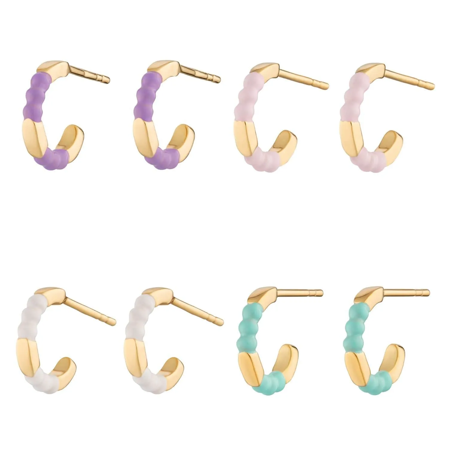 Gold Plated Enamel Dot Huggie Hoop Earrings