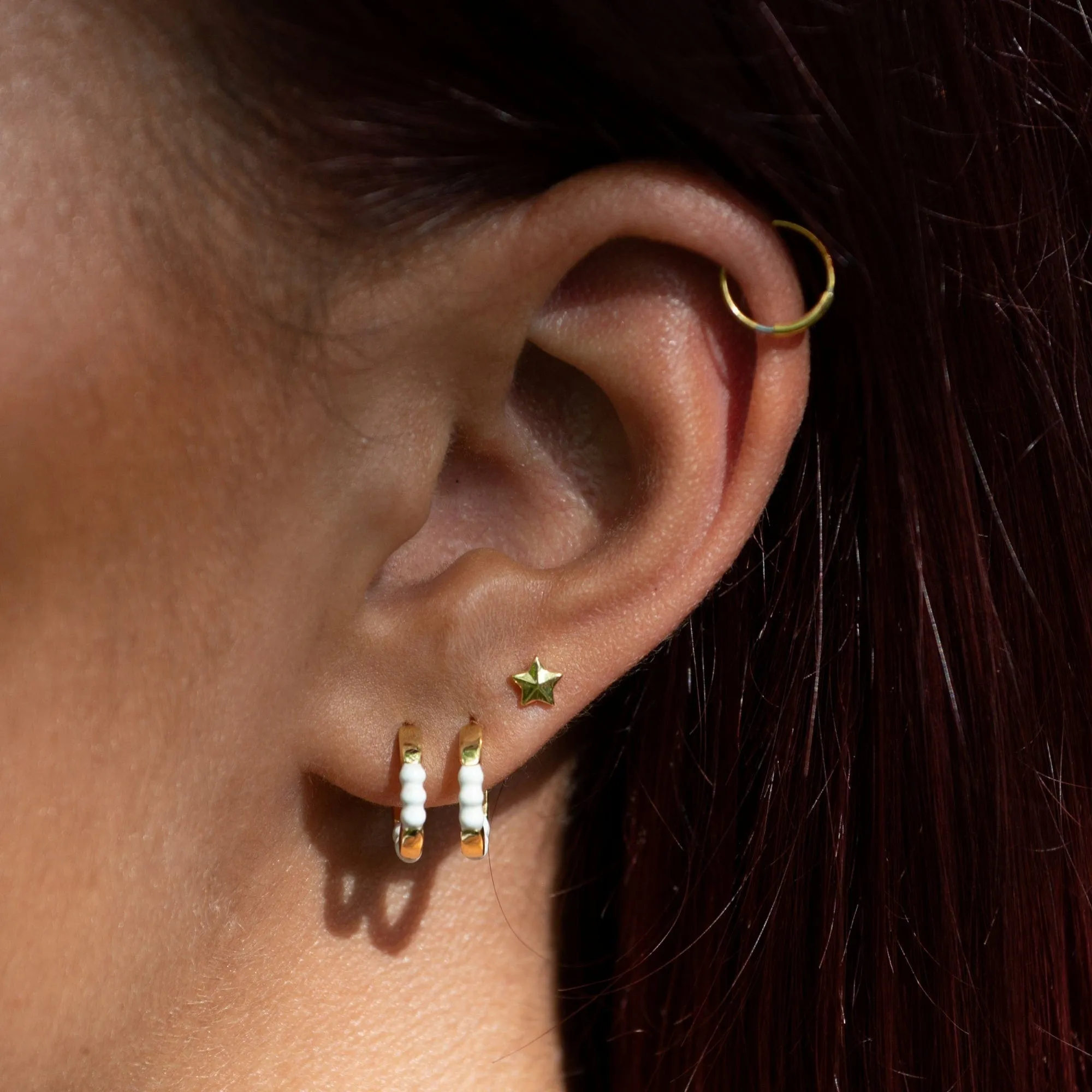 Gold Plated Enamel Dot Huggie Hoop Earrings
