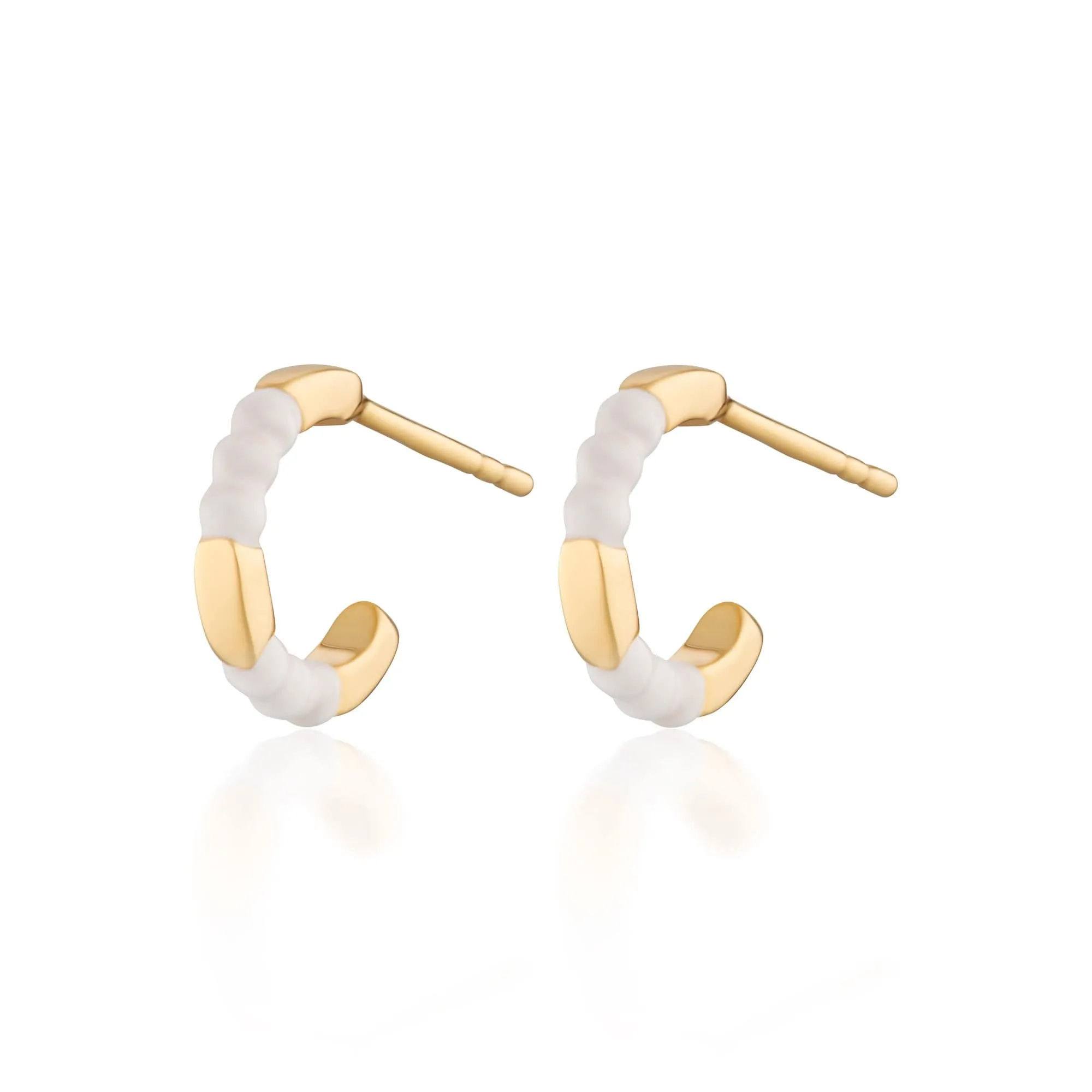 Gold Plated Enamel Dot Huggie Hoop Earrings