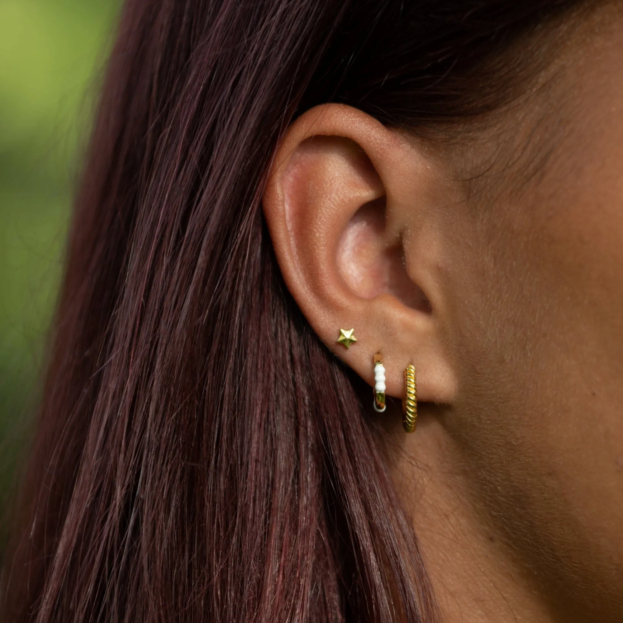 Gold Plated Enamel Dot Huggie Hoop Earrings