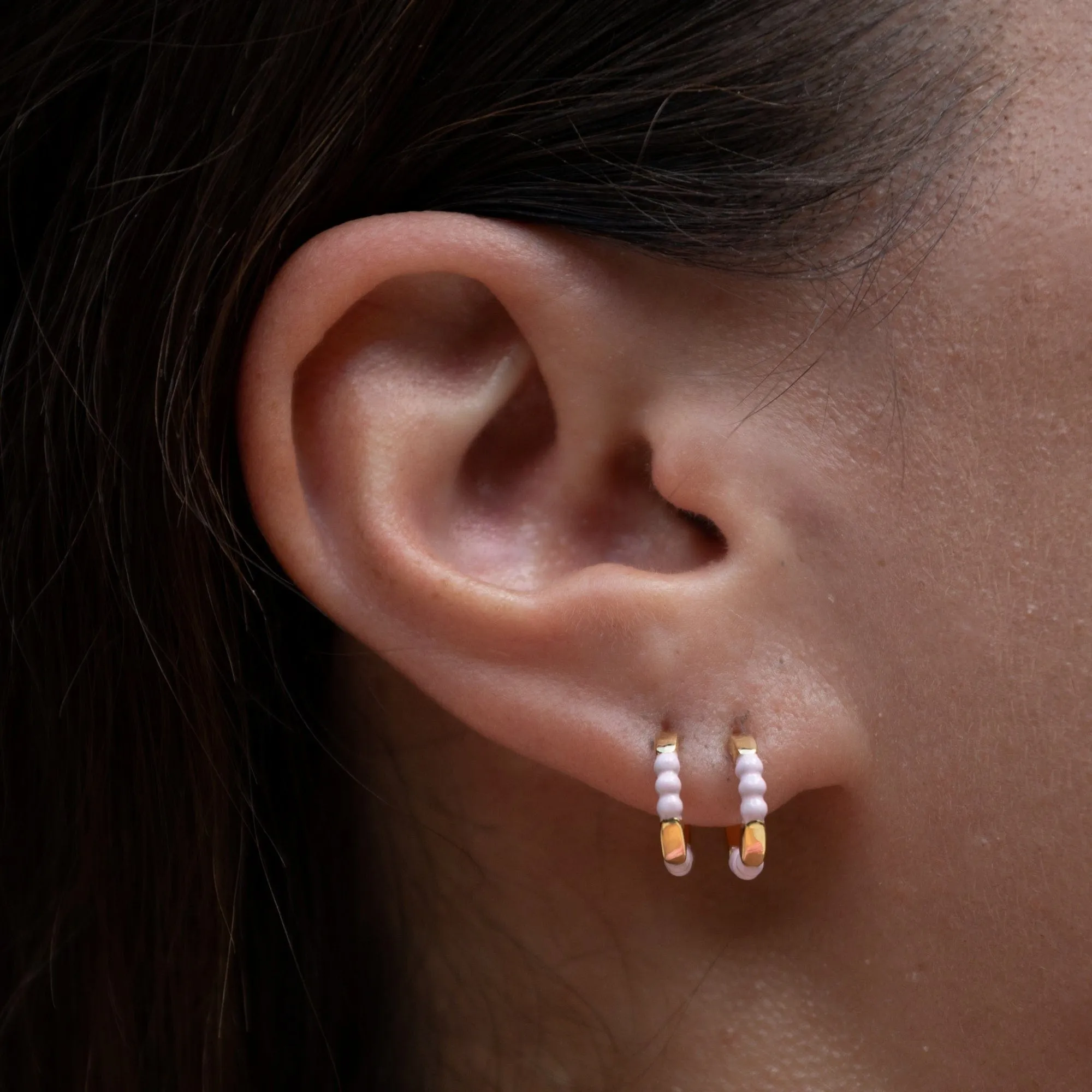 Gold Plated Enamel Dot Huggie Hoop Earrings