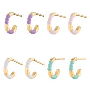 Gold Plated Enamel Dot Huggie Hoop Earrings
