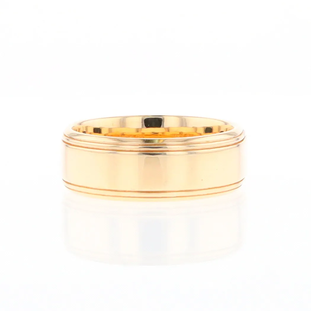 Gold Quartz Ring 3 Section Rectangle Inlaid Milgrain Border Band G1