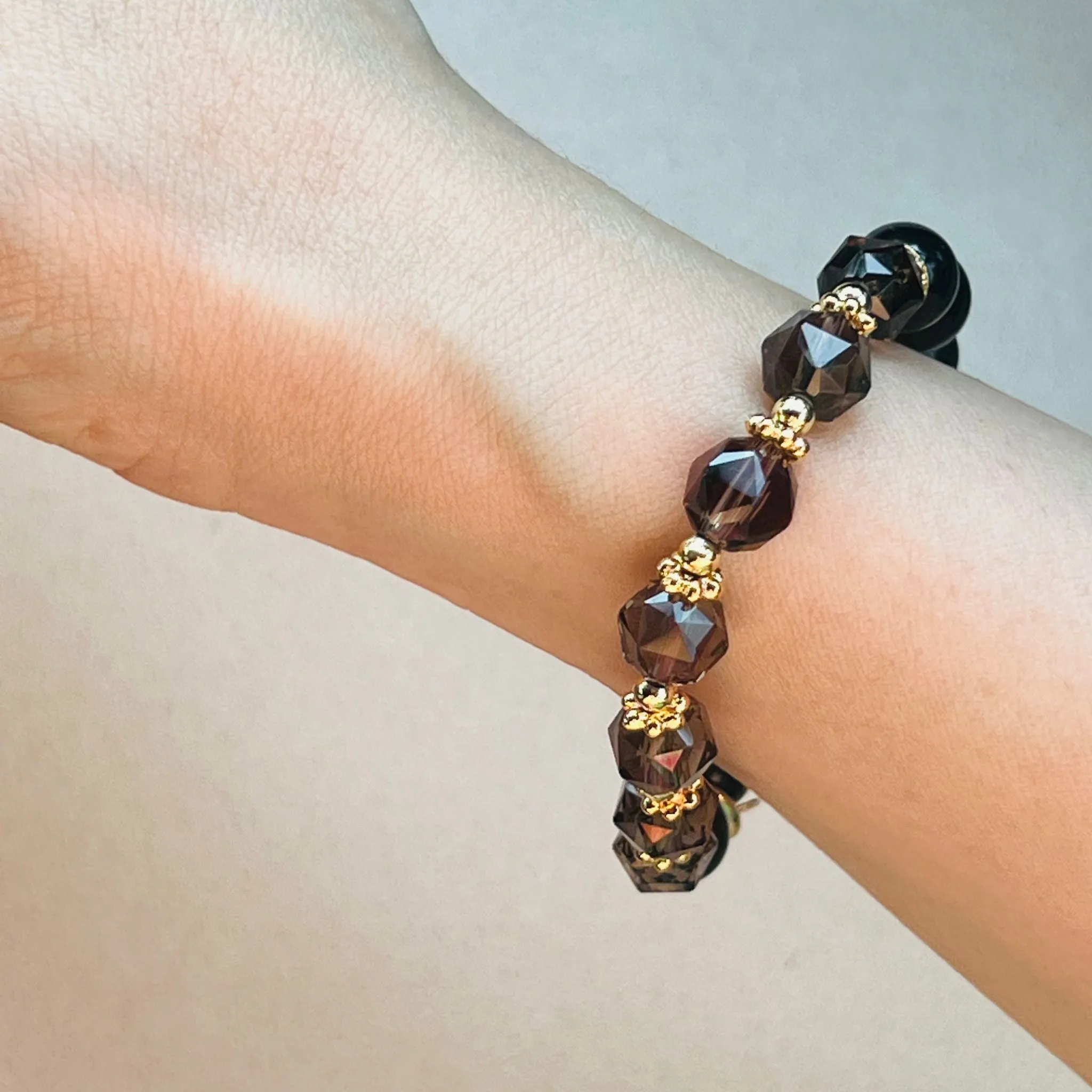 Gold Sheen Obsidian & Smoky Quartz Baby Bracelet