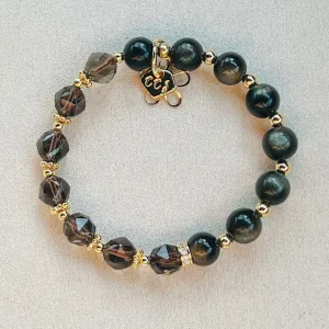 Gold Sheen Obsidian & Smoky Quartz Baby Bracelet
