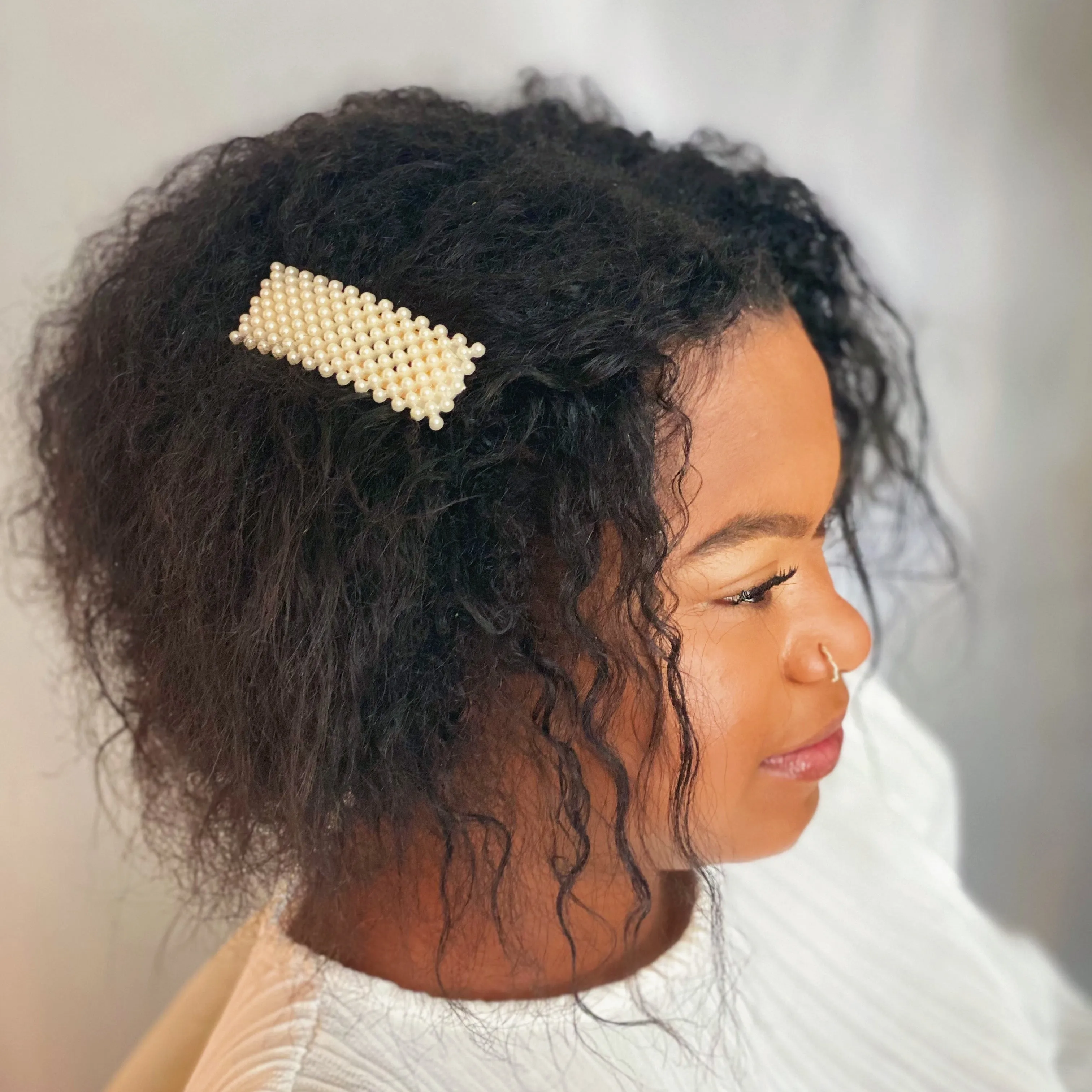Golden Pearl Hair Barrette Set