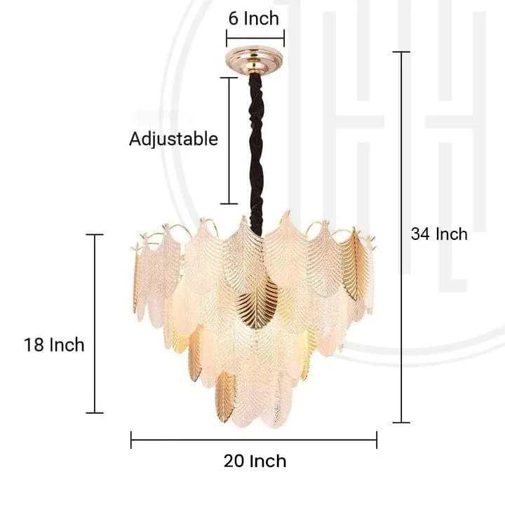 Gratus Luxe White Glass Leaf Chandelier