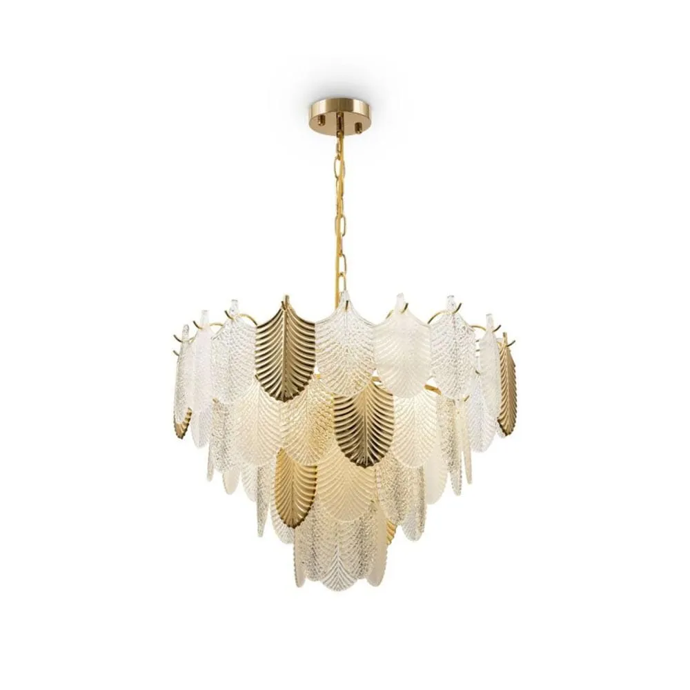 Gratus Luxe White Glass Leaf Chandelier