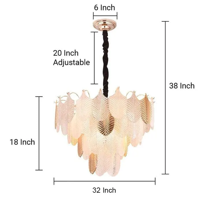 Gratus Luxe White Glass Leaf Chandelier