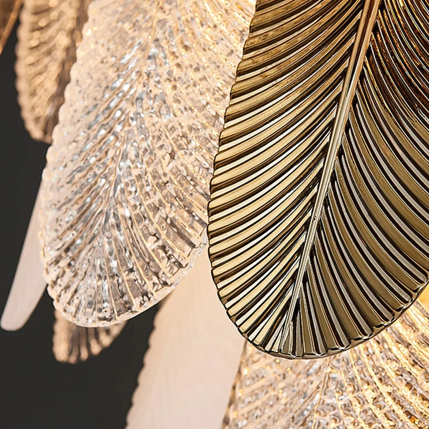 Gratus Luxe White Glass Leaf Chandelier