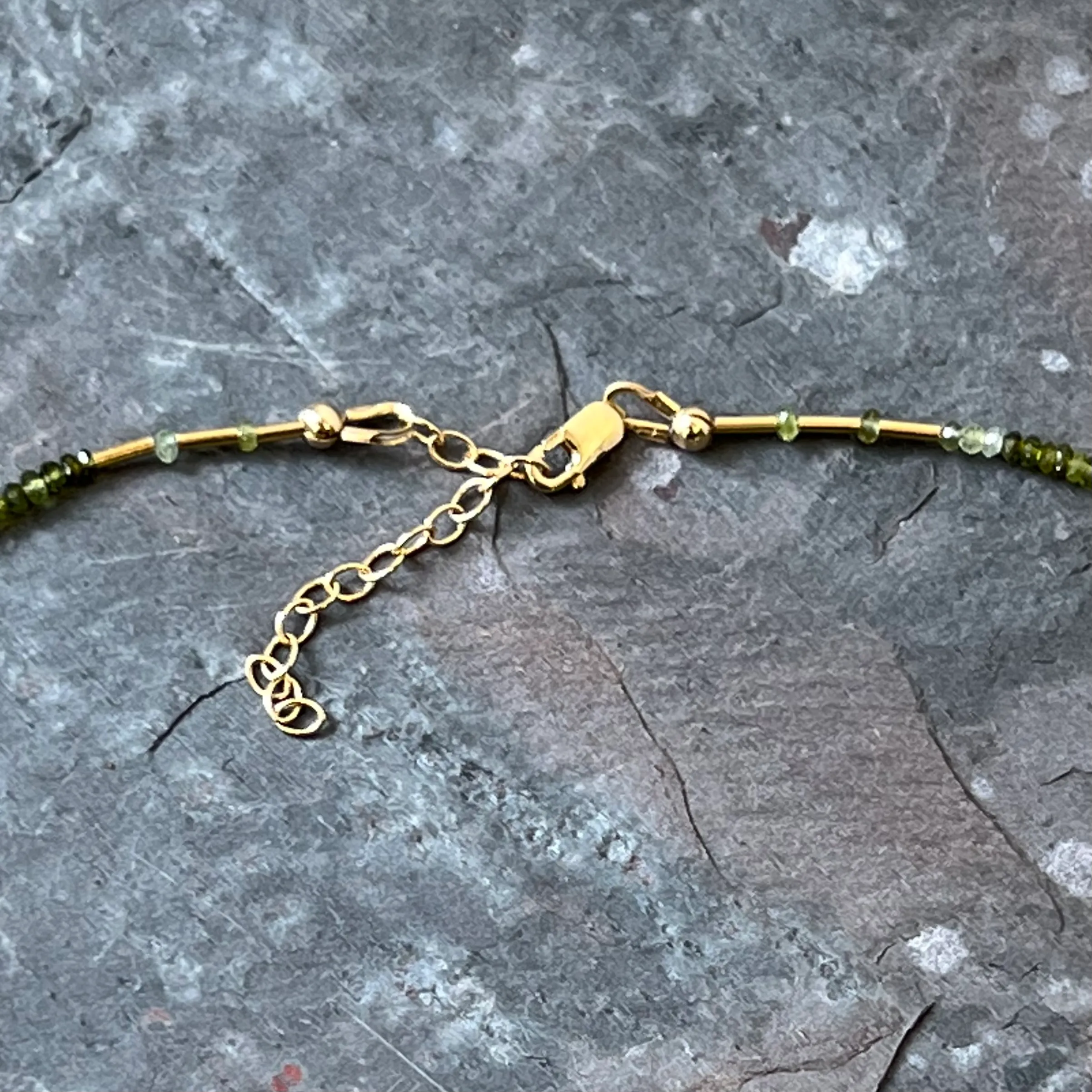 Green Tourmaline Citrine 14K Gold Necklace