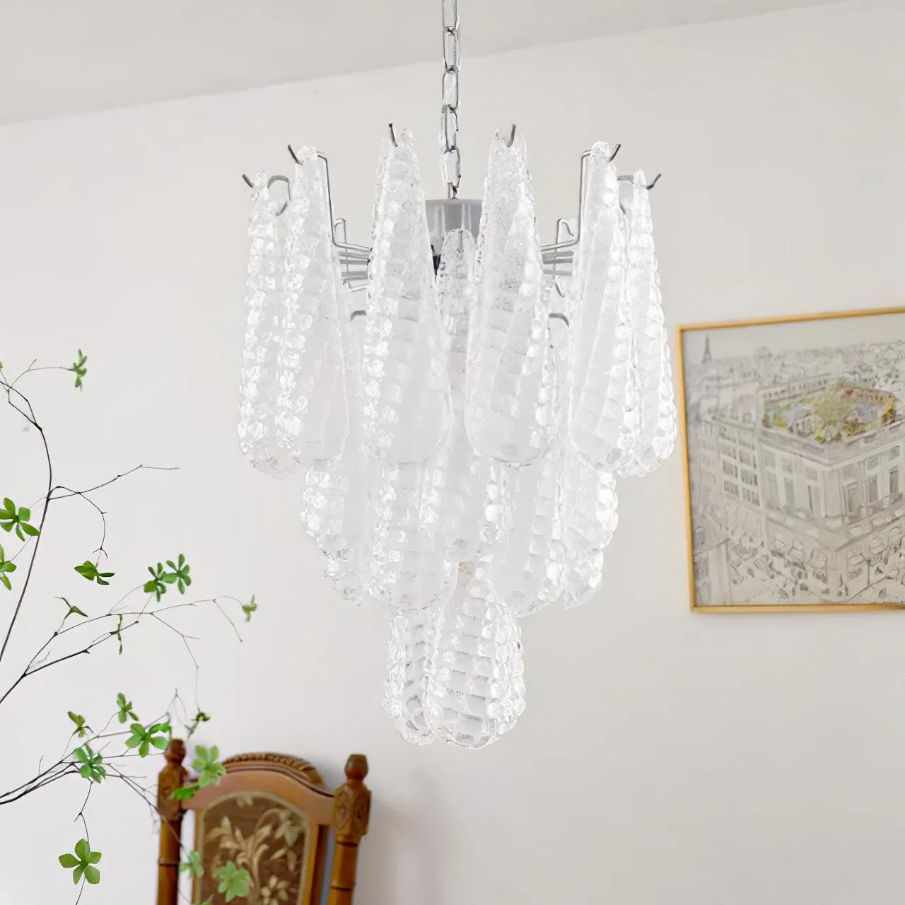Grid Glass Waterfall Chandelier