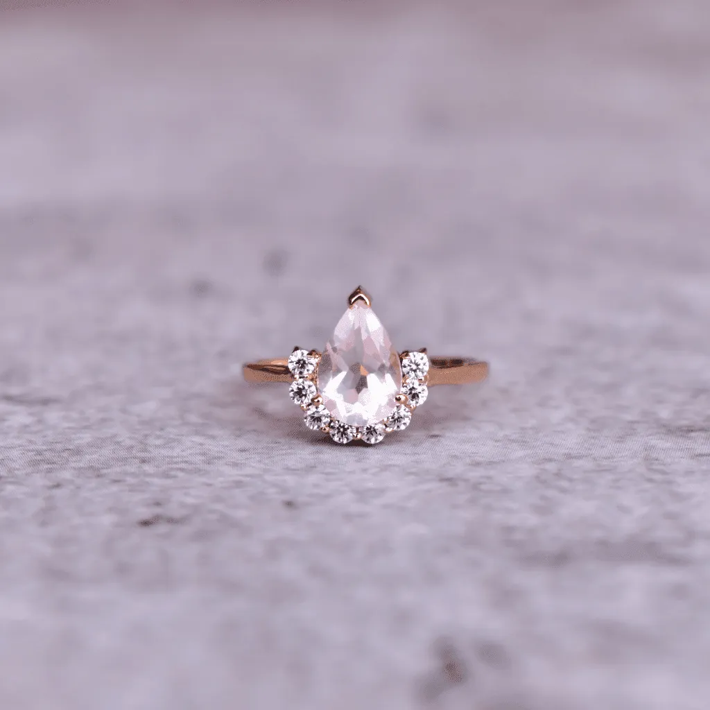 Half Halo - Rose Quartz Ring