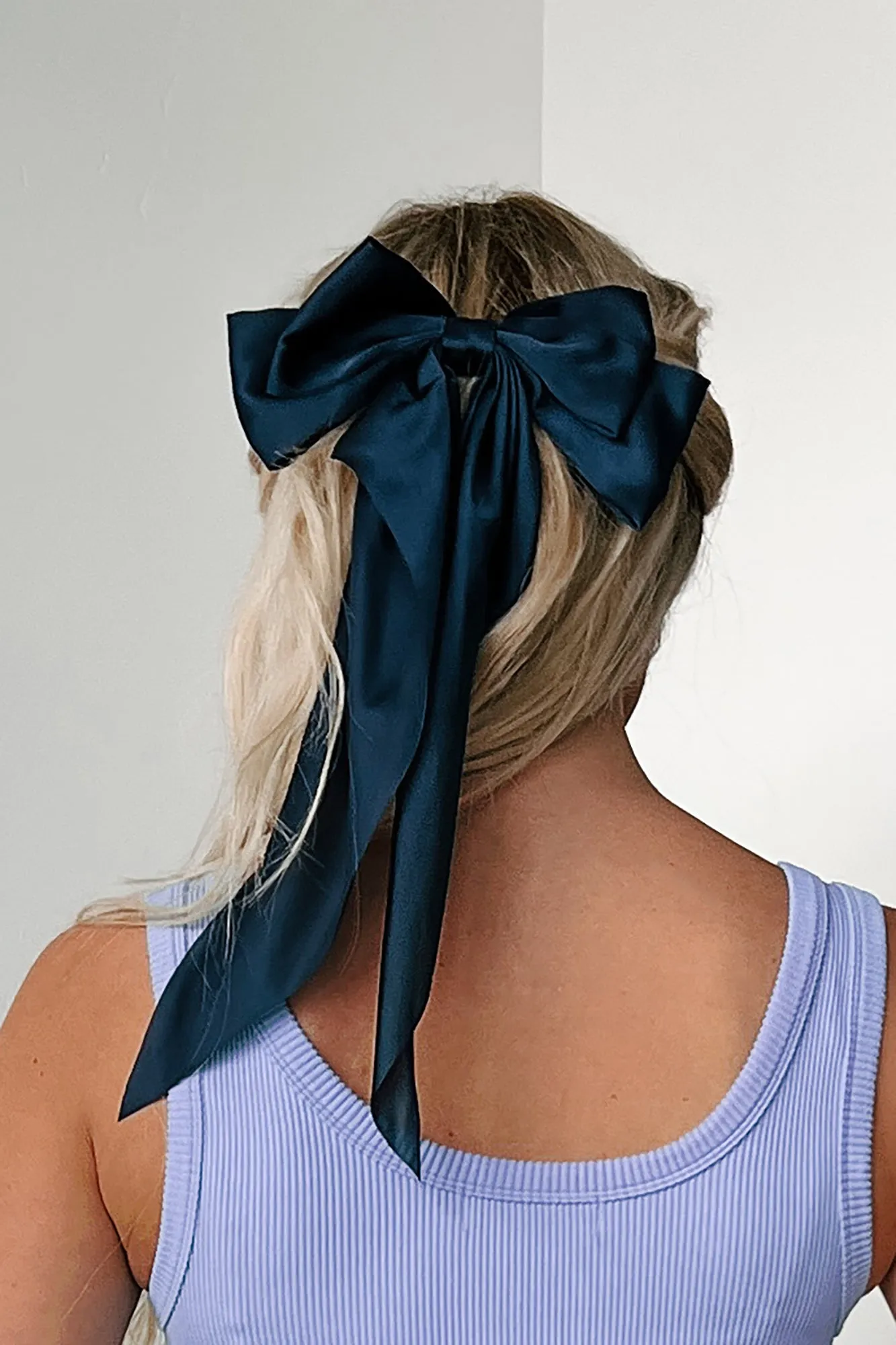 Hello Lovely Barrette Hair Bow (Navy)