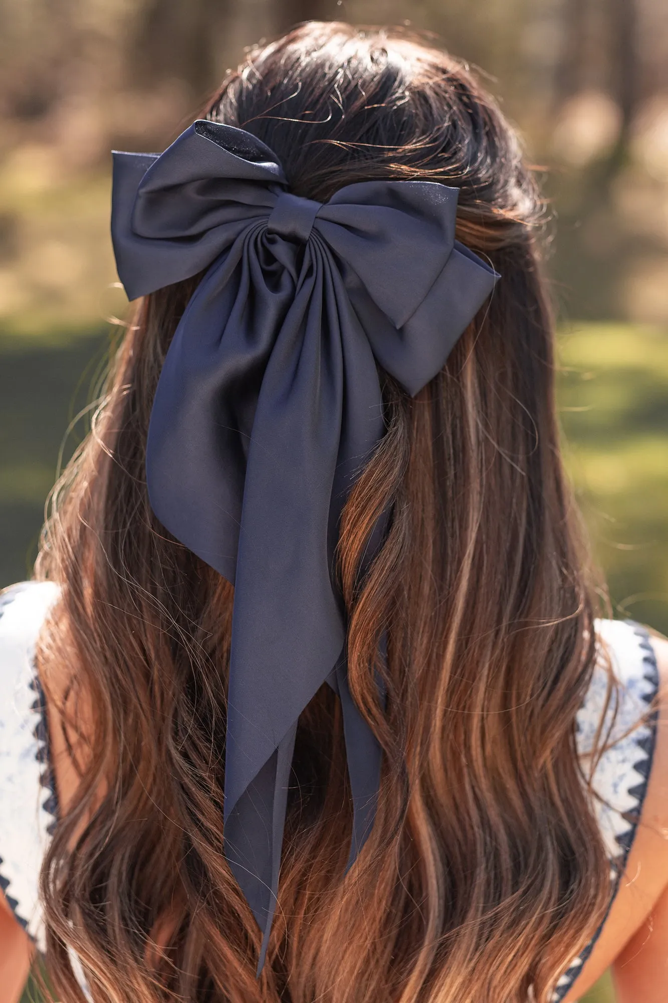 Hello Lovely Barrette Hair Bow (Navy)