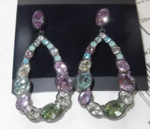 Jewellery Kingdom Ladies Dangle Drop Amethyst Blue Topaz Cz Steel Earrings (Multi Colour)