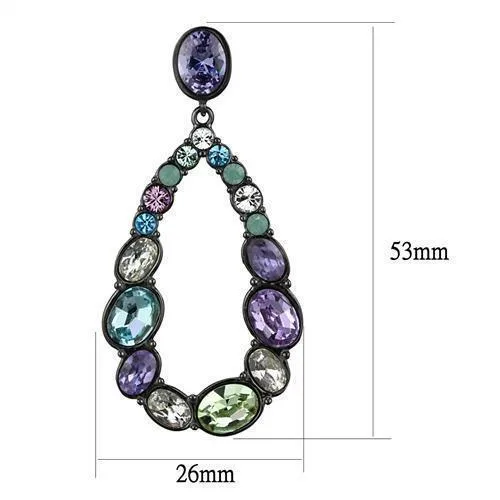Jewellery Kingdom Ladies Dangle Drop Amethyst Blue Topaz Cz Steel Earrings (Multi Colour)