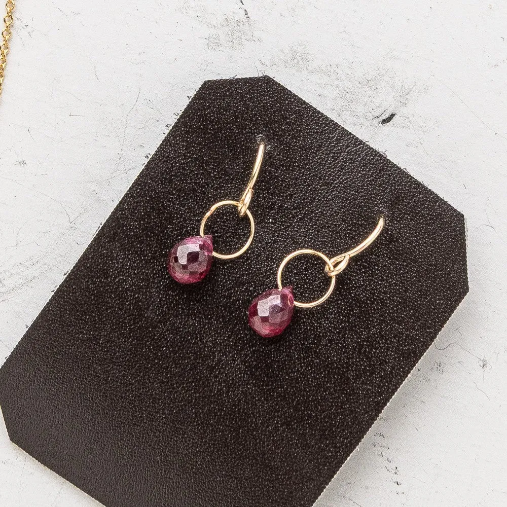 July Petite Briolette Drop Earrings: Ruby