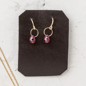 July Petite Briolette Drop Earrings: Ruby