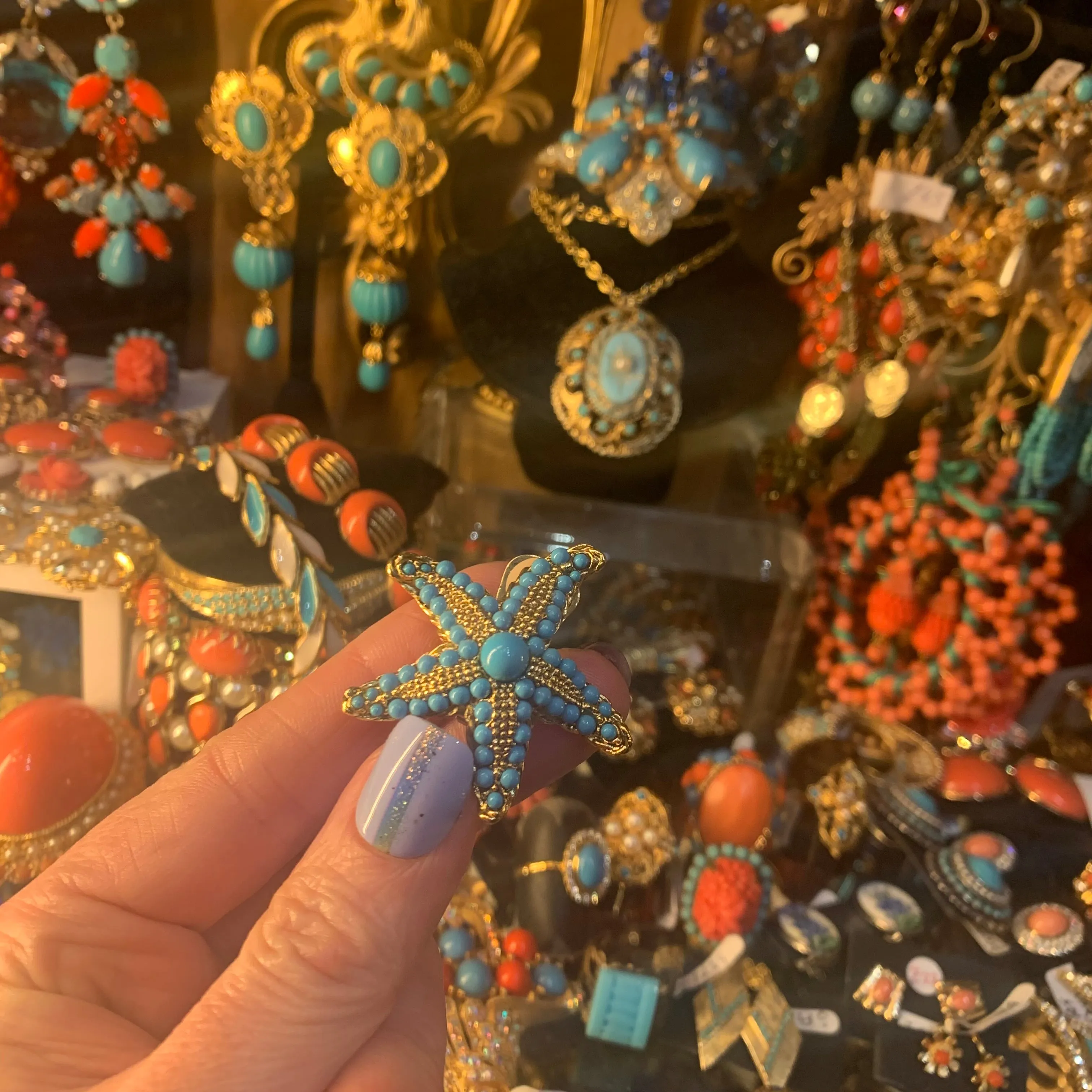 Kenneth Jay Lane Turquoise Starfish Clip on Earrings