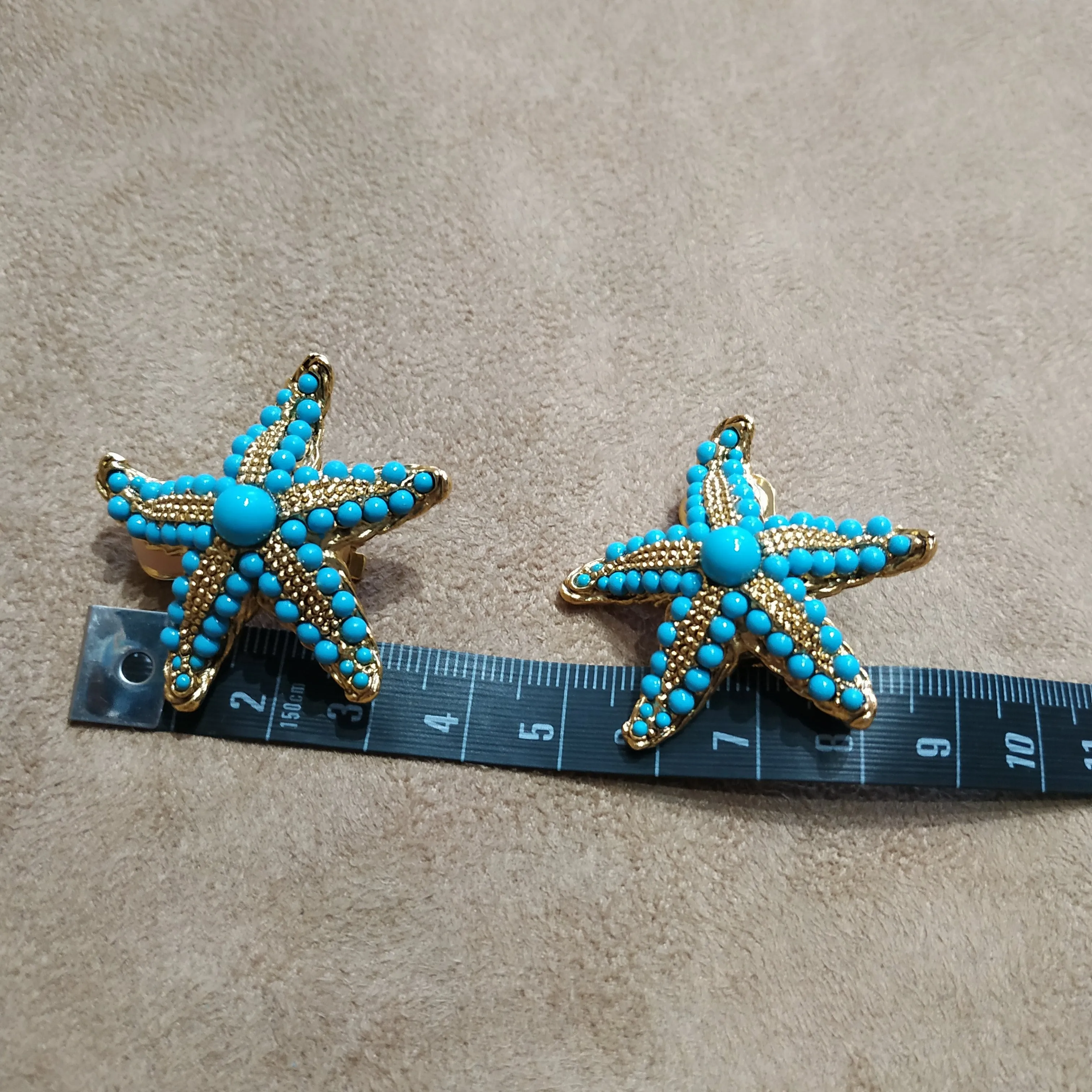 Kenneth Jay Lane Turquoise Starfish Clip on Earrings