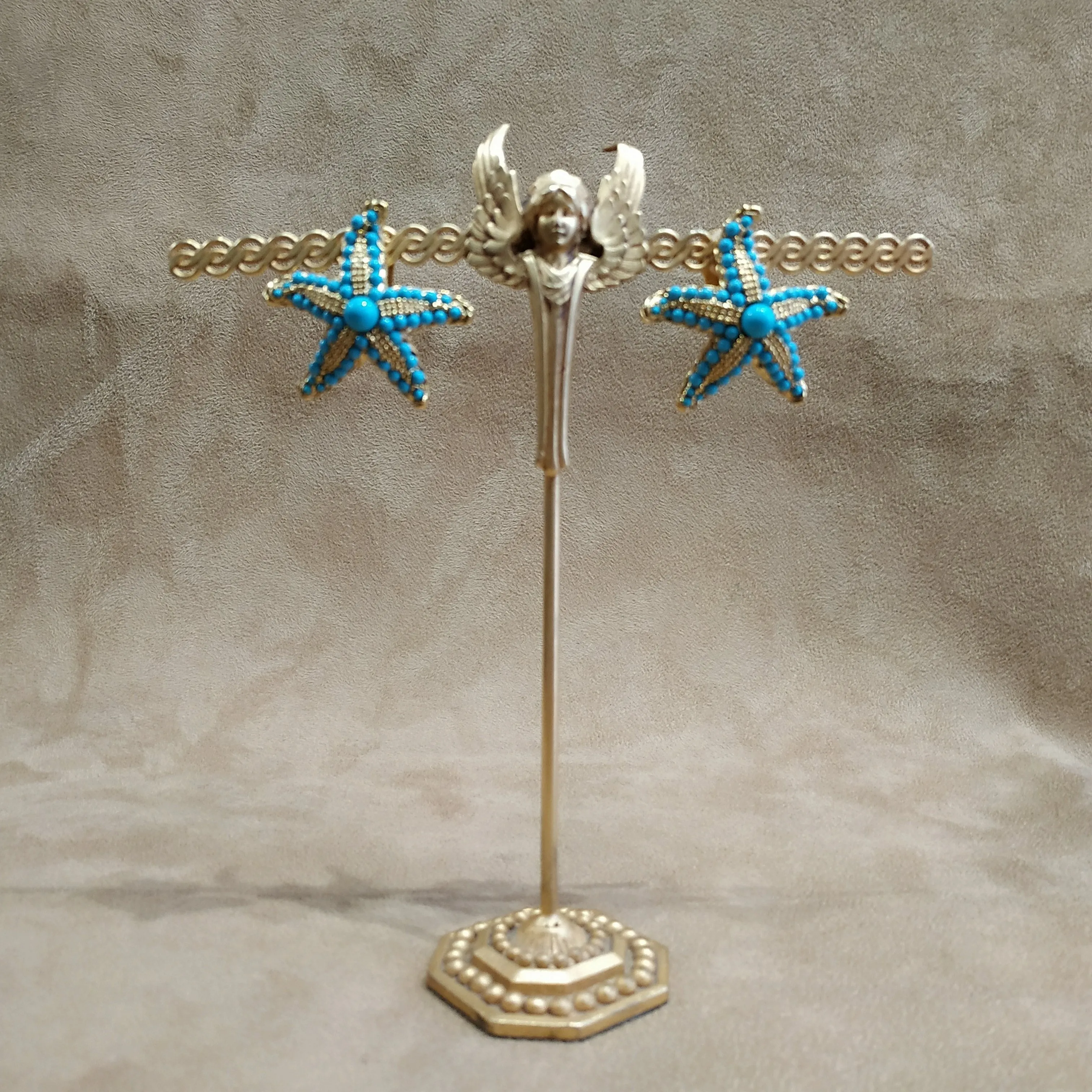 Kenneth Jay Lane Turquoise Starfish Clip on Earrings