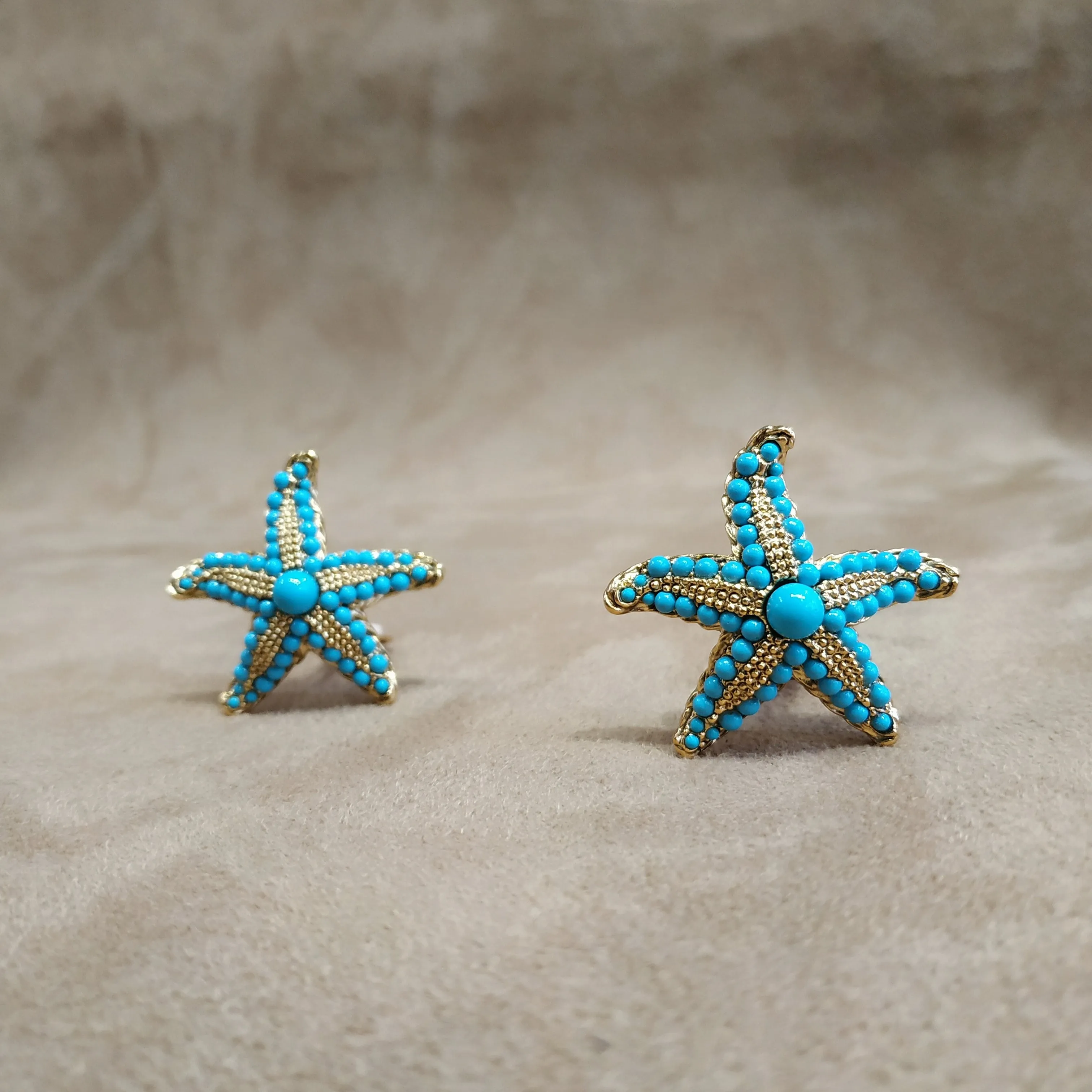 Kenneth Jay Lane Turquoise Starfish Clip on Earrings