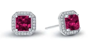 Lab Grown Ruby Halo Earrings E0038CRP