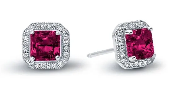 Lab Grown Ruby Halo Earrings E0038CRP
