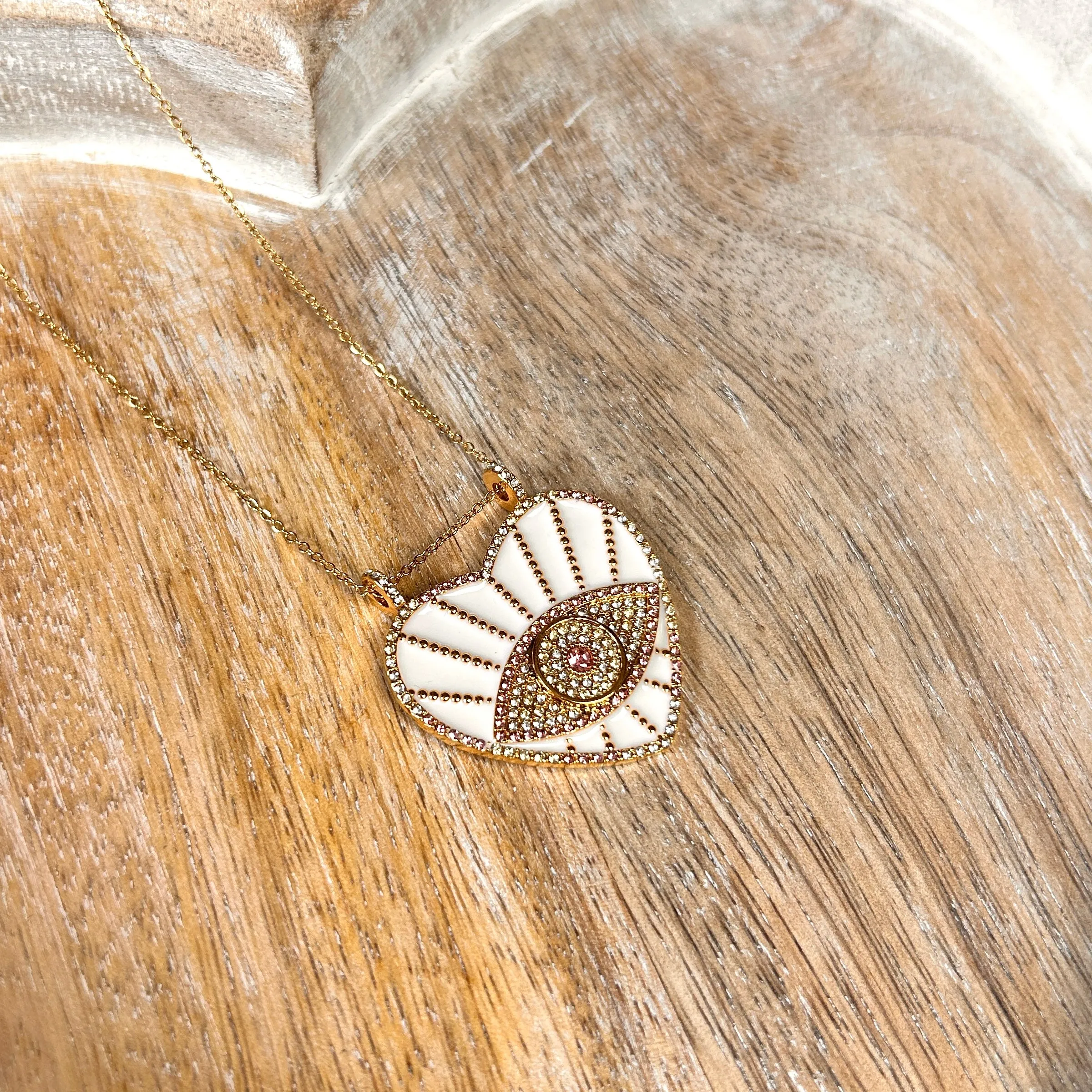MEGAN enamel eye heart pendant necklace