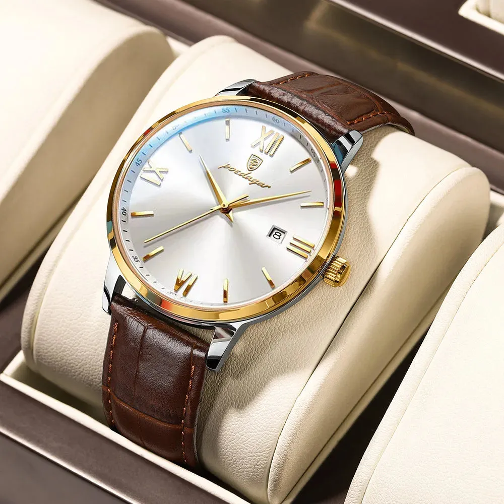 Mens Leather Poedagar Quartz Luxurious Watch