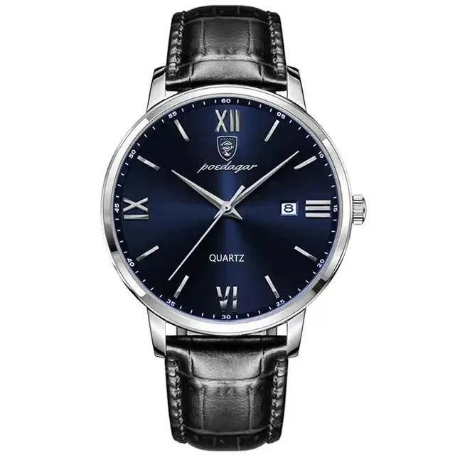 Mens Leather Poedagar Quartz Luxurious Watch