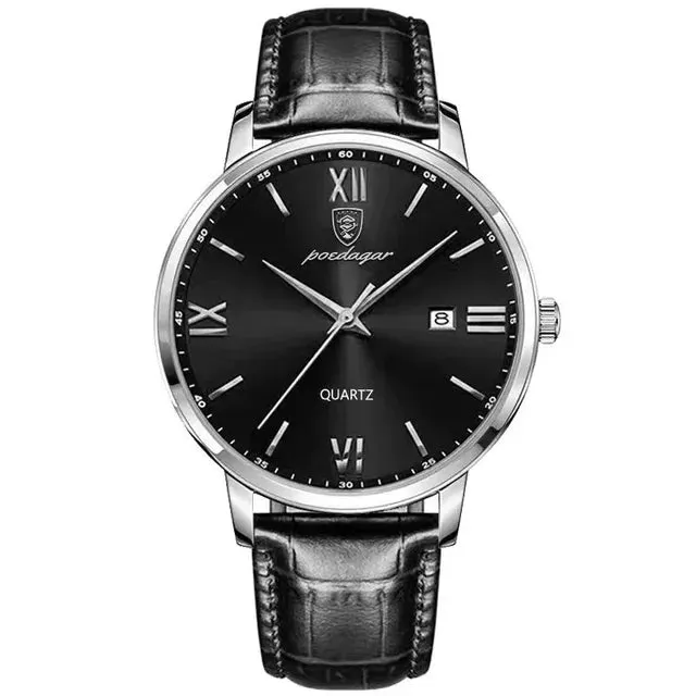 Mens Leather Poedagar Quartz Luxurious Watch