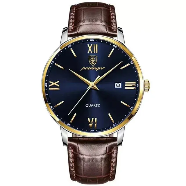 Mens Leather Poedagar Quartz Luxurious Watch