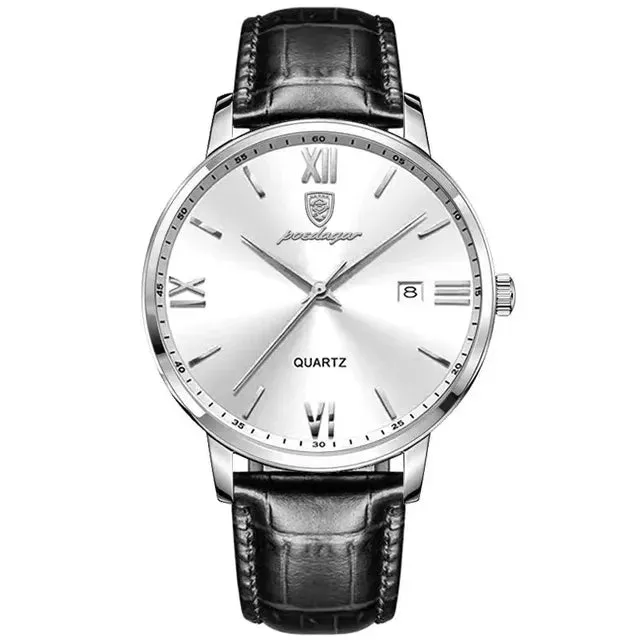 Mens Leather Poedagar Quartz Luxurious Watch