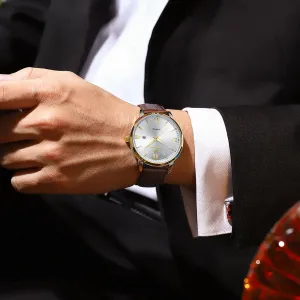 Mens Leather Poedagar Quartz Luxurious Watch