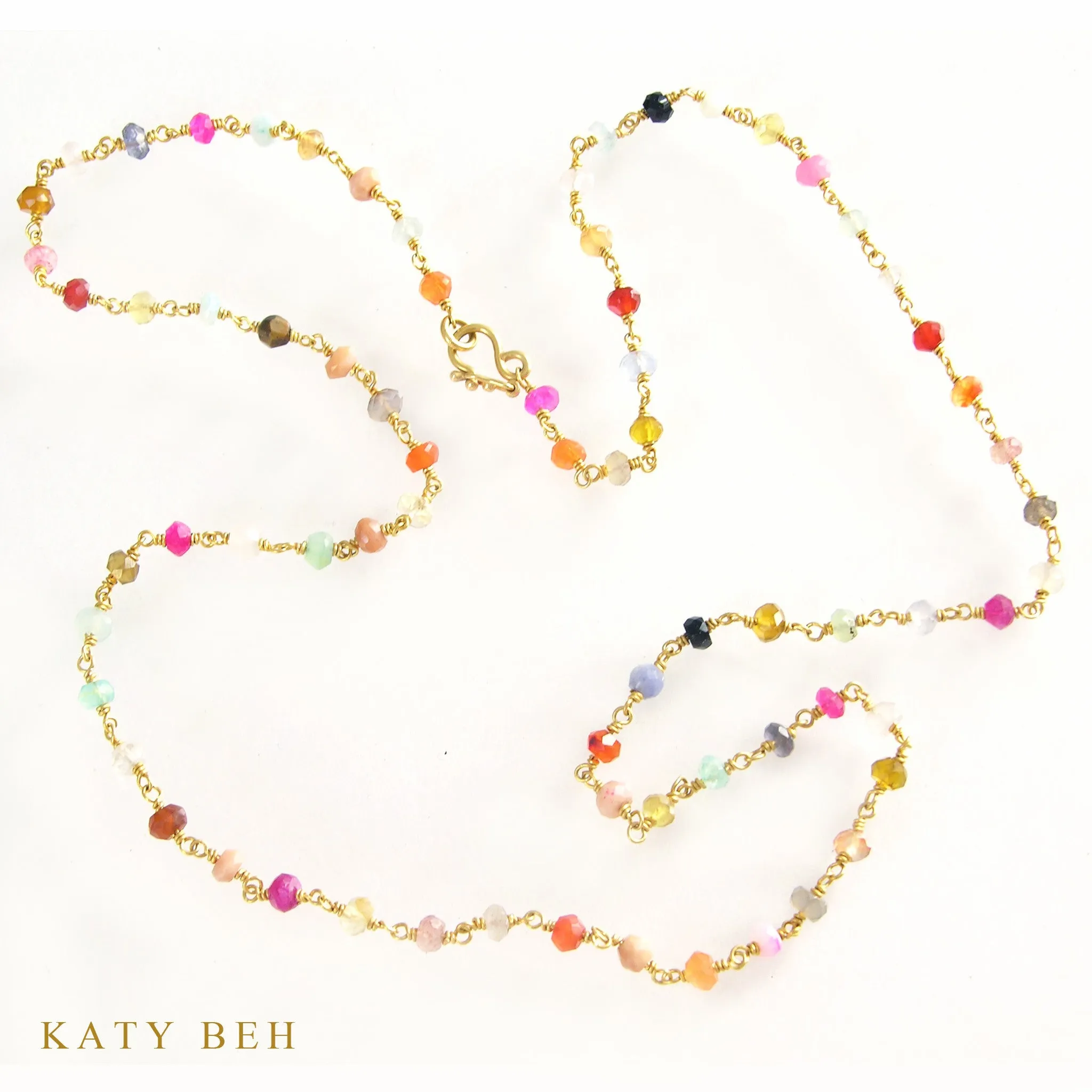 Mixed Semi-Precious Gem Chain Necklace