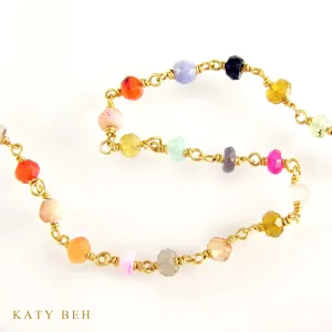 Mixed Semi-Precious Gem Chain Necklace