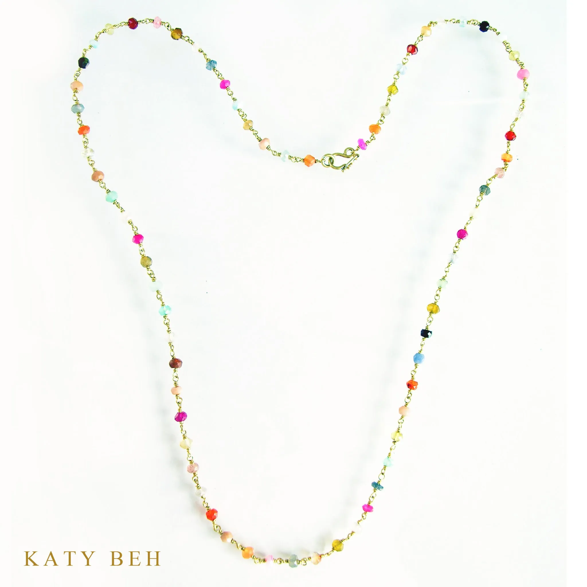 Mixed Semi-Precious Gem Chain Necklace