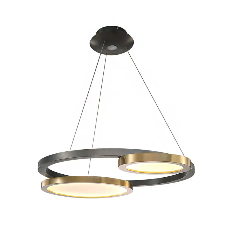 Modern Golden Orbit Metal LED Chandelier - Adjustable Hanging Light Fixture