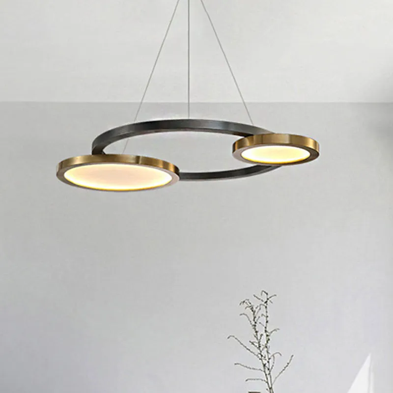 Modern Golden Orbit Metal LED Chandelier - Adjustable Hanging Light Fixture