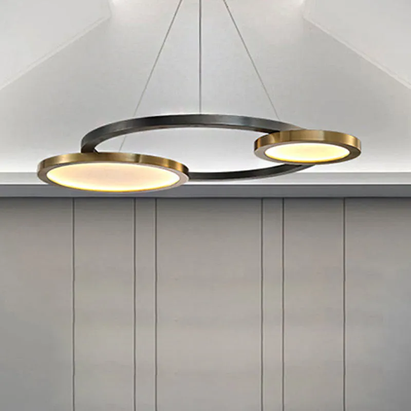 Modern Golden Orbit Metal LED Chandelier - Adjustable Hanging Light Fixture